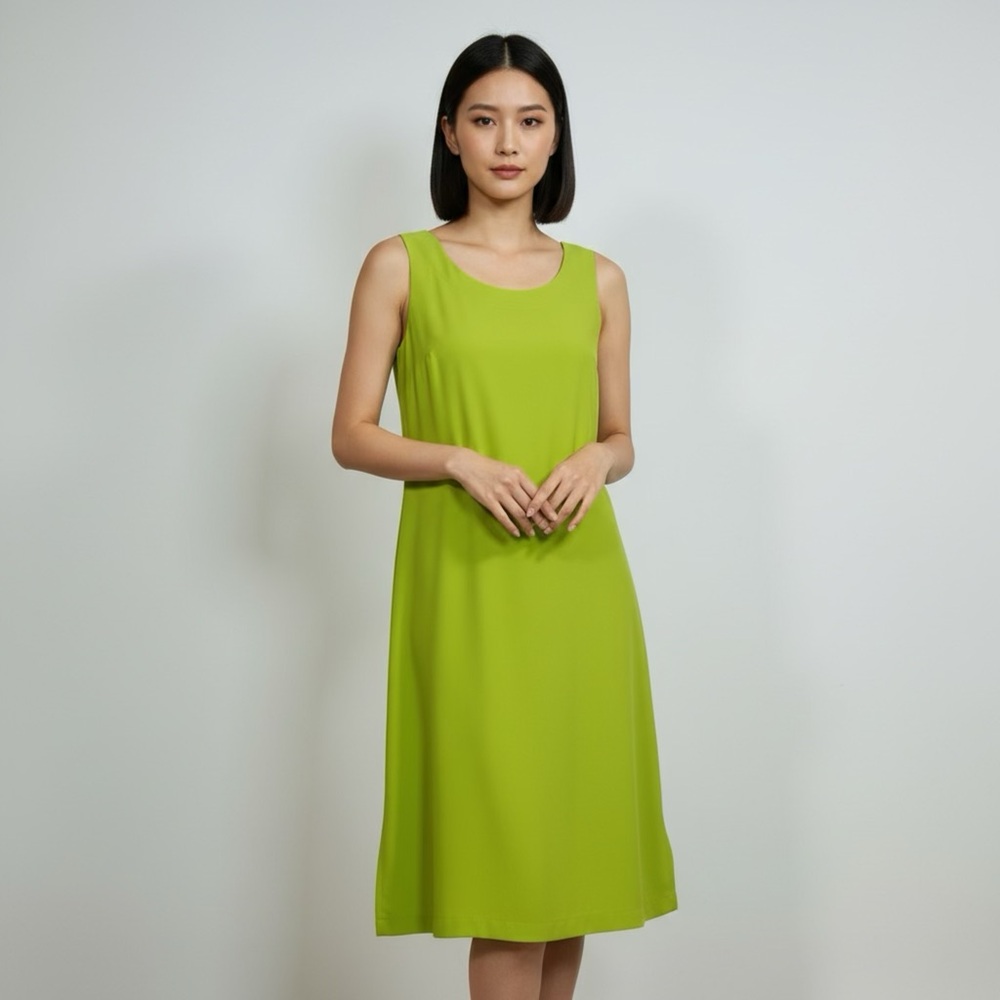 Vintage Lime Green Beach Sleeveless Midi Dress Sea‎ Suns Made in USA size Small